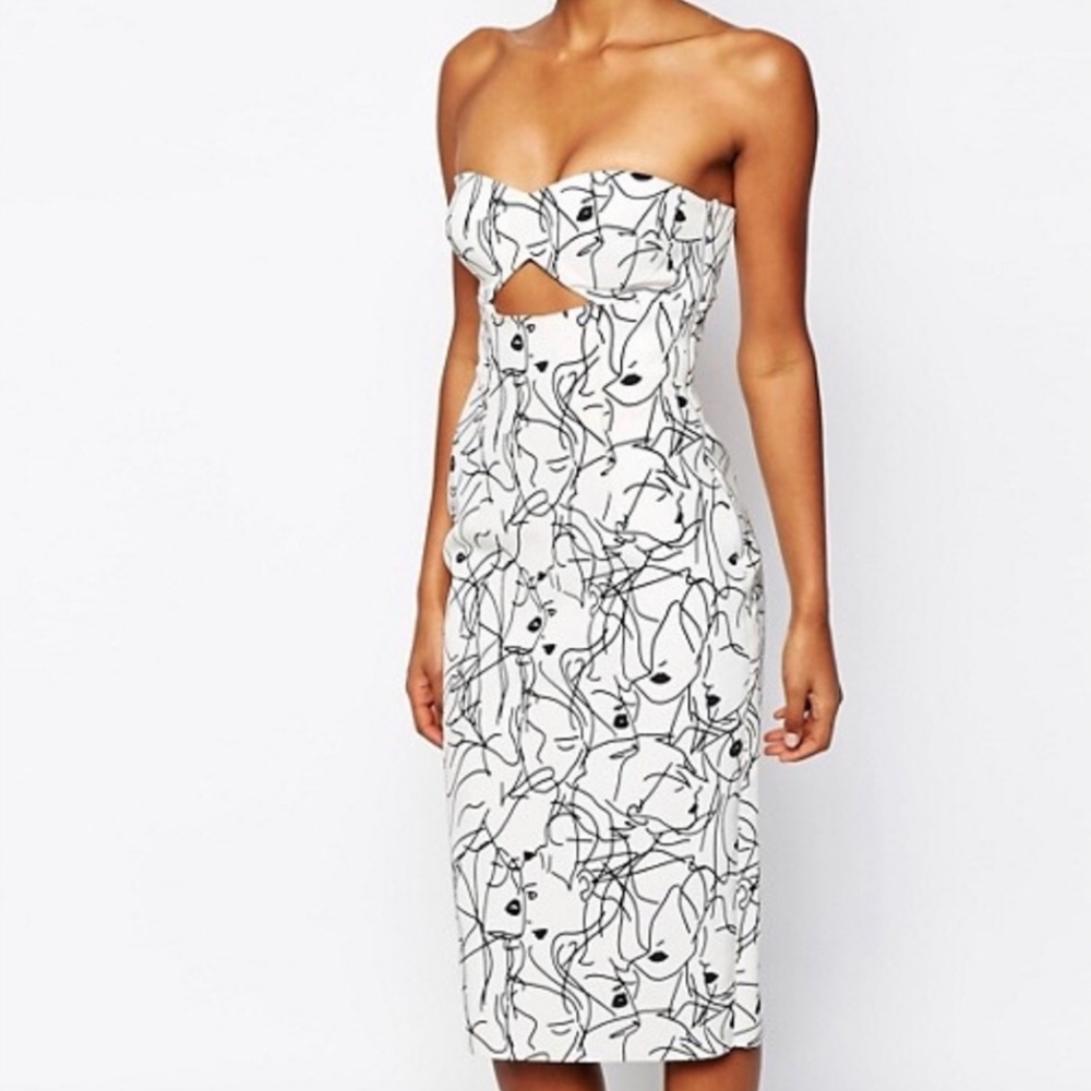 Shakuhachi Monochrome Strapless Dress